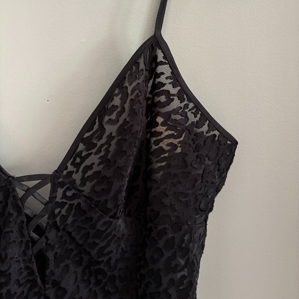 Black Babydoll Leopard Slip Dress
